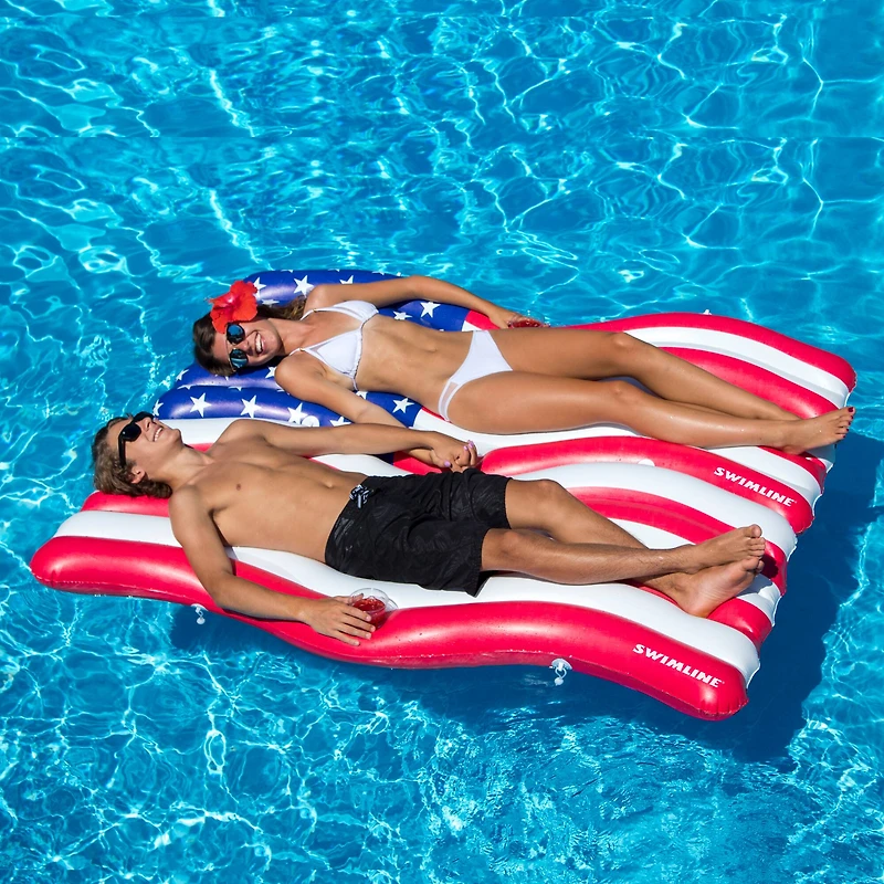 Swimline 6ft. American Flag Patriotic Inflatable Swimming Pool Floats, 2ct.