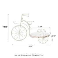 Glitzhome® 18" White Metal Tricycle Planter Stand with Solid Wood Tray