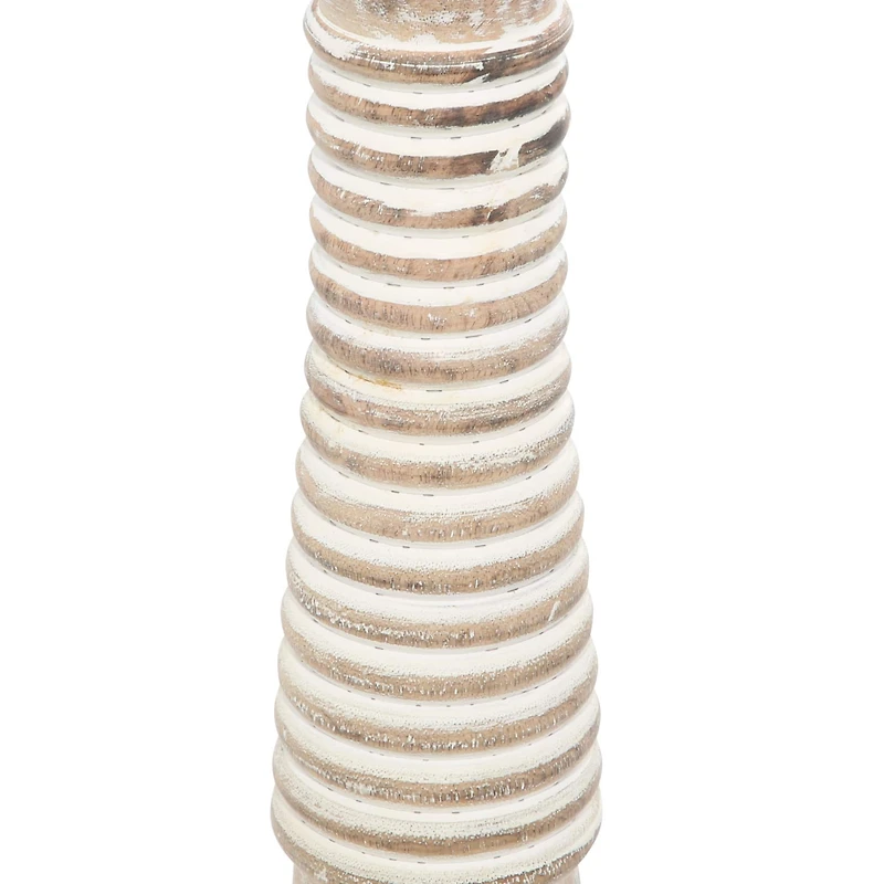 Brown Mango Wood Traditional Candle Holder Set