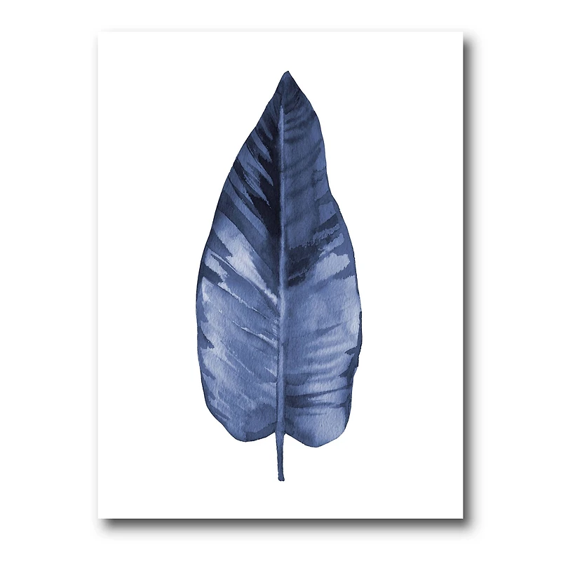Designart - Blue Leaf Watercolour On White