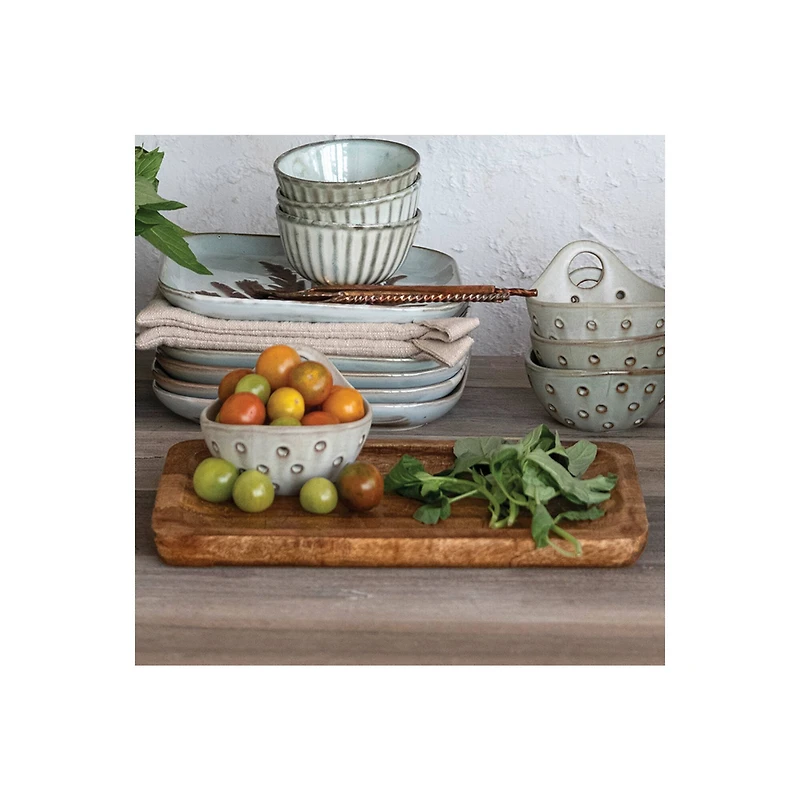 Hello Honey® 11.75" Mango Wood Tray with Laser Etched Botanicals