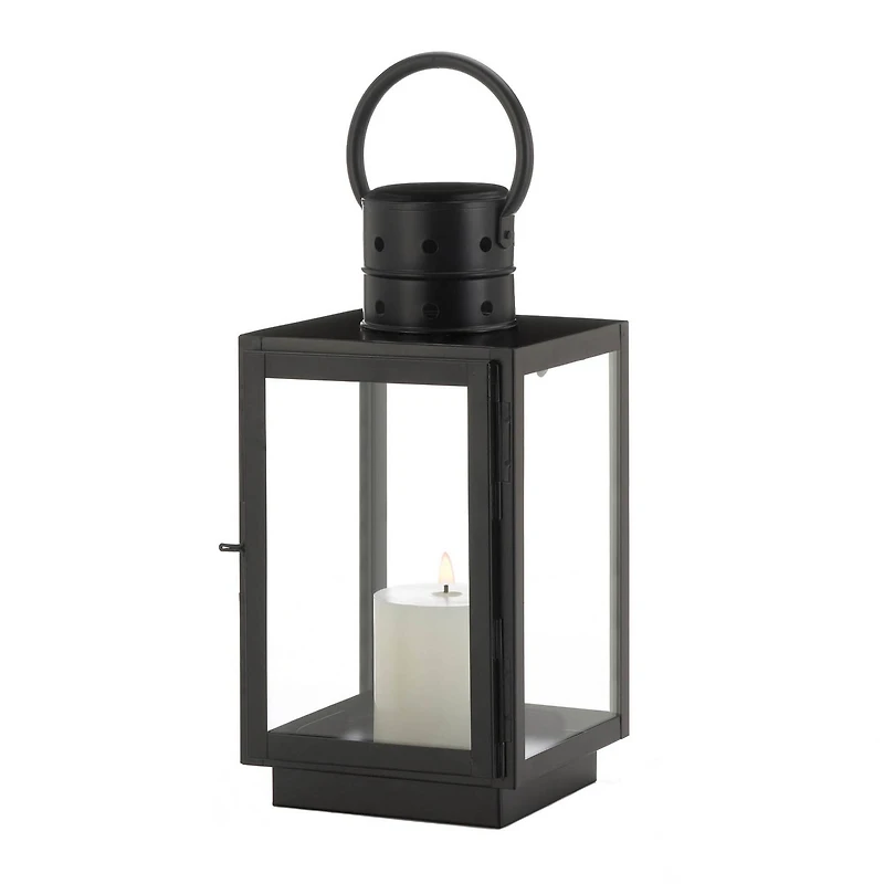 15" Black Iron & Glass Square Lantern