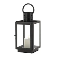 15" Black Iron & Glass Square Lantern