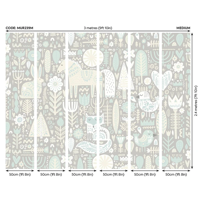 Origin Murals Scandinavian Forest Animals Wall Mural