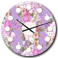 Designart 'Pattern With Country Roses Mid-Century Modern Wall Clock
