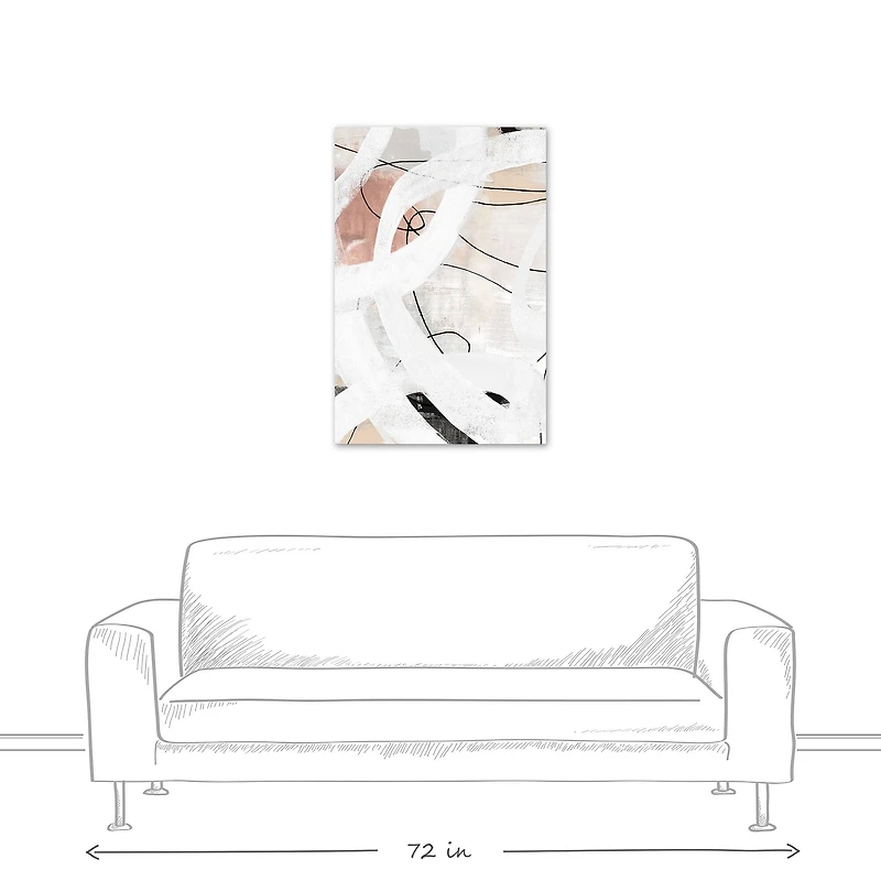 White And Loopy Abstract 24" x 36" Canvas Wall Art