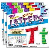 Trend Patchwork FF 4" Friendly Combo Ready Letters®, 3 Pack