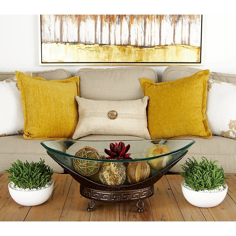 Copper Glass and Metal Traditional Serving Stand, 8" x 24" x 14"