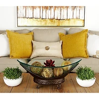 Copper Glass and Metal Traditional Serving Stand, 8" x 24" x 14"