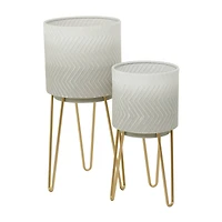 White Metal Modern Planter Set