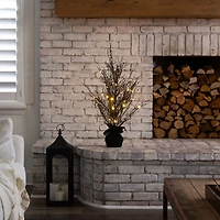 3ft. Pre-Lit Halloween Black Twig Artificial Fall Tree in Burlap Planter