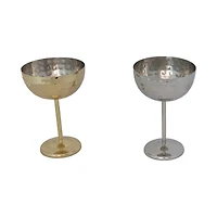 Hello Honey 2-Piece Hammered Stainless Steel Coupe Glass, Gold and Silver
