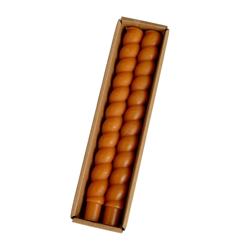 Hello Honey® 10" Camel Brown Unscented Twisted Taper Candles, 2ct.