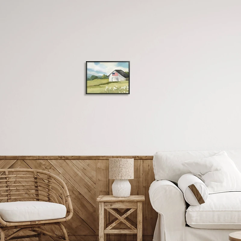 Stupell Industries American Flag on Barn Framed Giclee Art