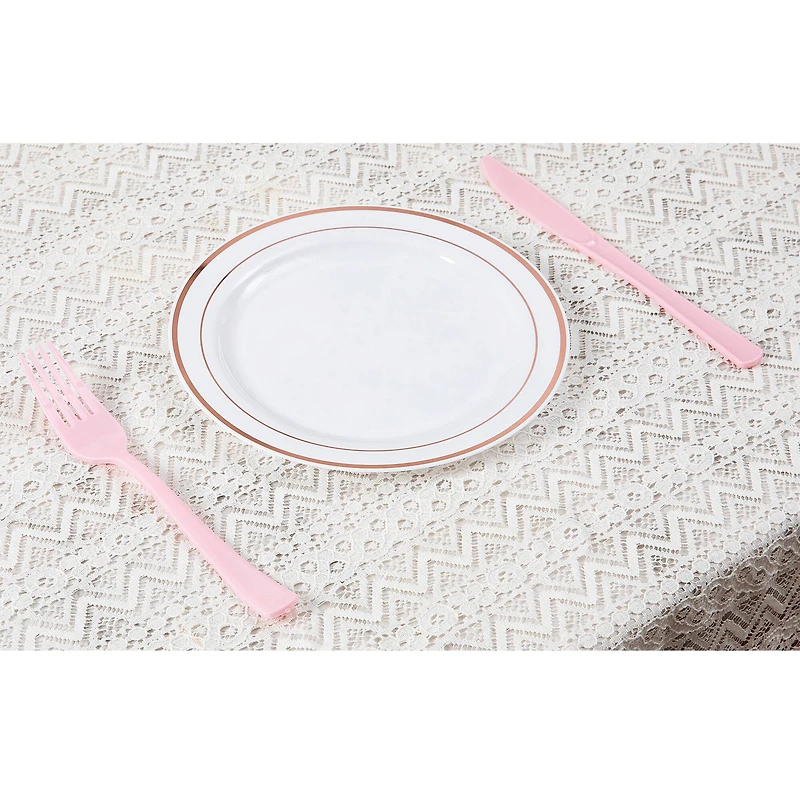 7.5" Rose Gold & White Plastic Plates by Celebrate It™, 10ct.
