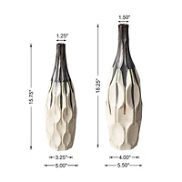 Glitzhome® Geometric Two-Tone Faceted Ceramic Modern Vase Set