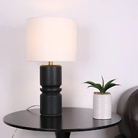 22" Black Ceramic Table Lamp with White Fabric Shade by Ashland®