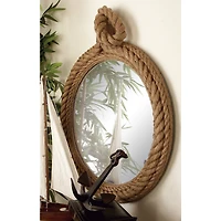 34" Tan Round Coastal Wall Mirror