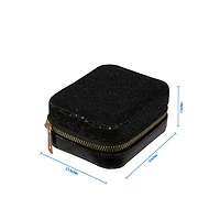 Ruby + Cash Black Sequin Mini Faux Leather Zippered Travel Jewelry Organizer Box