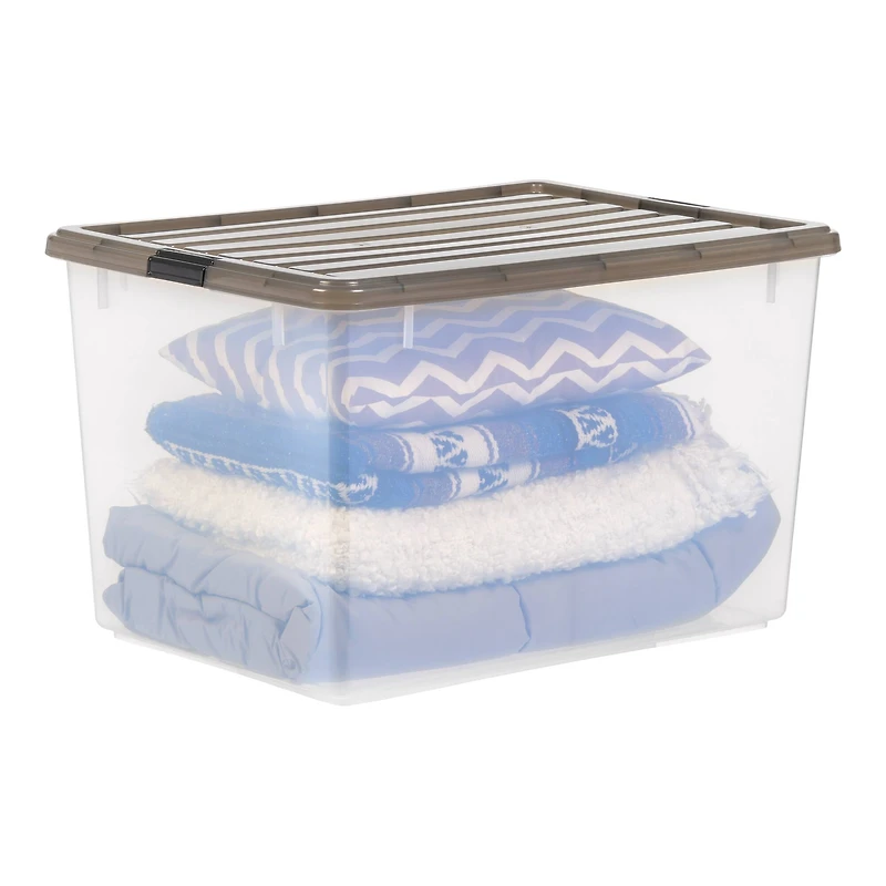 Iris® 144qt. Clear View Plastic Storage Bins with Gray Latching Buckle Lids, 3ct.