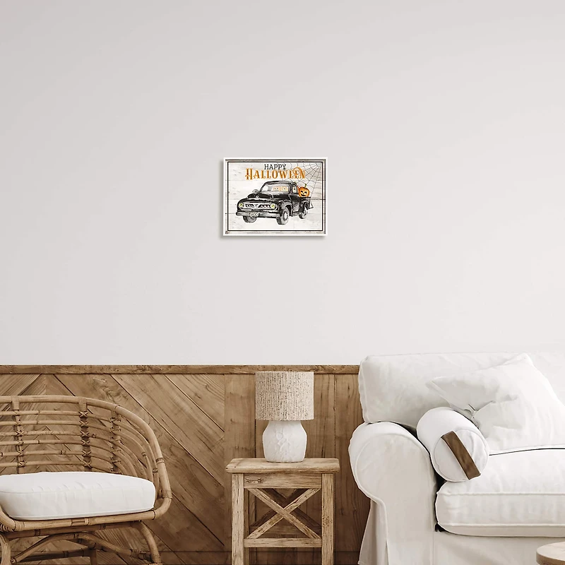 Stupell Industries Happy Halloween Pumpkin Truck Framed Giclee Art