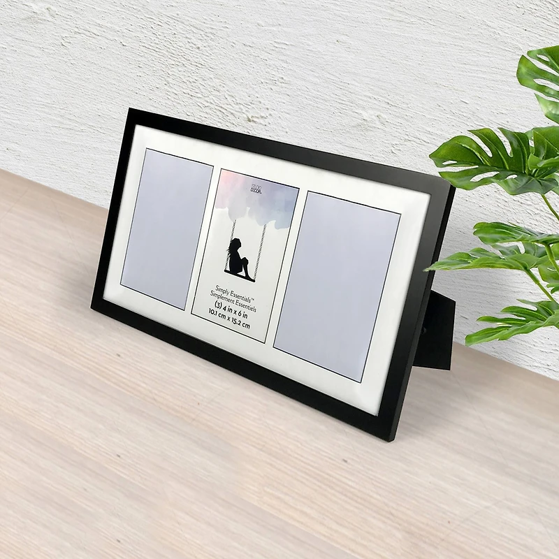Simply Essentials™ 3 Opening Black Collage Frame with Mat by Studio Décor