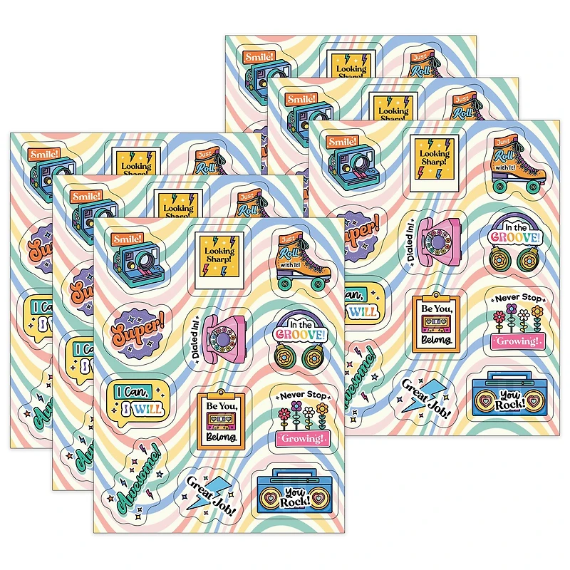 Carson Dellosa Education® Happy Ever Elementary Retro Remix Motivators Stickers, 6 Packs of 72