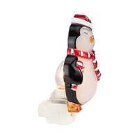 6" Black and Red Happy Penguin in Santa Hat Christmas Night Light