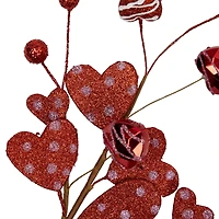 18" Red Shimmering Glitter Valentine's Day Heart Spray
