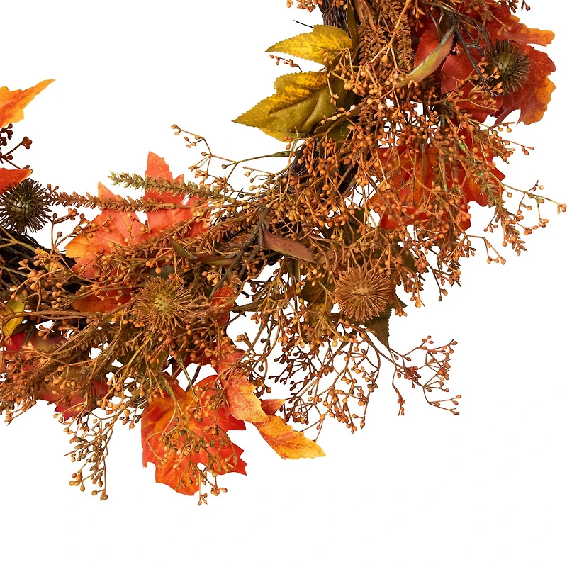 24" Autumn Harvest Maple Leaf with Berries Wreath