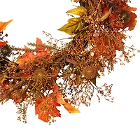 24" Autumn Harvest Maple Leaf with Berries Wreath