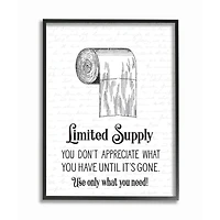 Stupell Industries Funny Limited Supply Bathroom Toilet Paper Home Quote Framed Wall Art