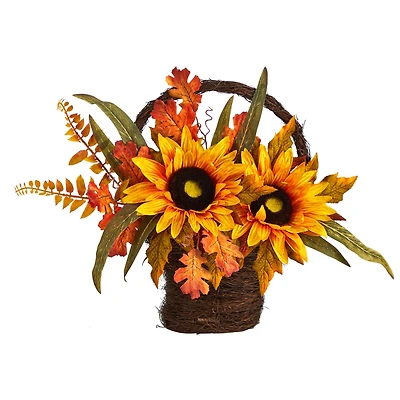 16" Sunflower Autumn Arrangement In Decorative Basket