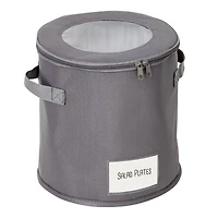 Honey Can Do 10" Gray Round Dinnerware Storage Box