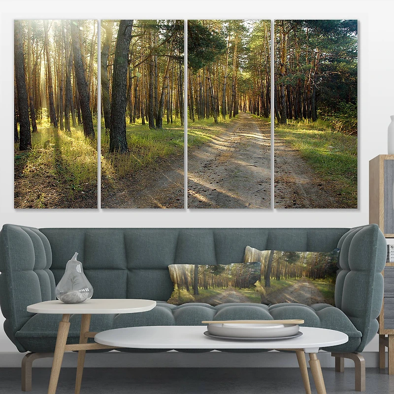 Designart - Road Through Green Pine Forest