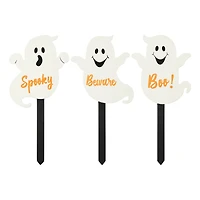Glitzhome® 15" Halloween Wooden Ghost Yard Stake Set