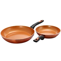 Gibson Home® Hummington 2-Piece Metallic Copper Aluminum Frying Pan Set