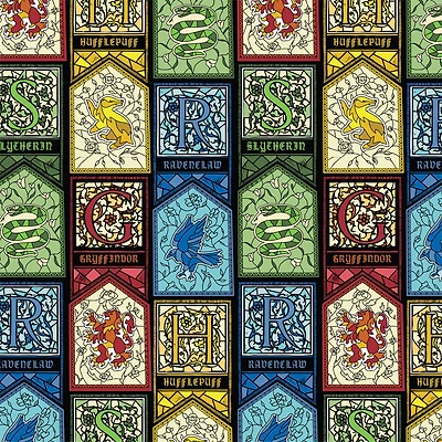 Harry Potter™ Stained Glass Houses Cotton Fabric