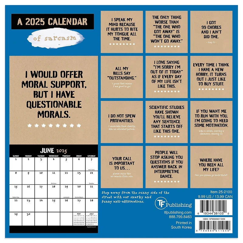 TF Publishing 2025 Anti-Affirmations & Sarcasm Mini Calendar