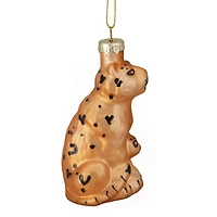 Orange & Black Christmas Leopard Glass Ornament