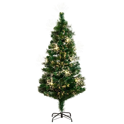 5ft. Fiber Optic Warm White LED Lights Pine Artificial Christmas Tree