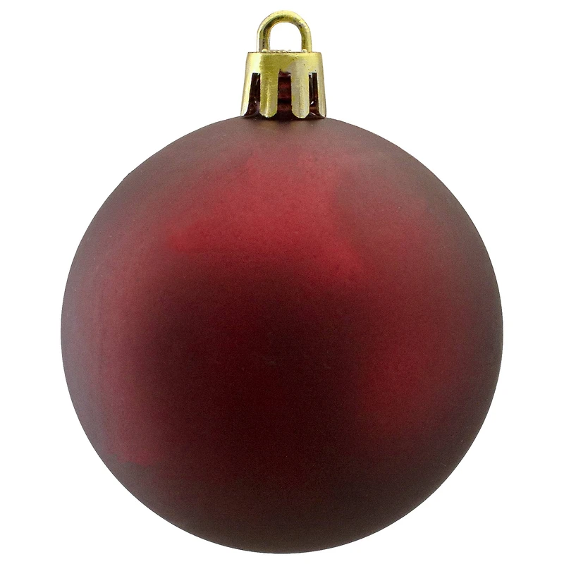 60ct Matte Burgundy Red Shatterproof Ball Ornaments