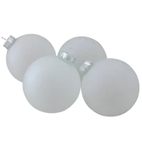 4ct. 4" White & Silver Frosted Matte Glass Ball Ornaments