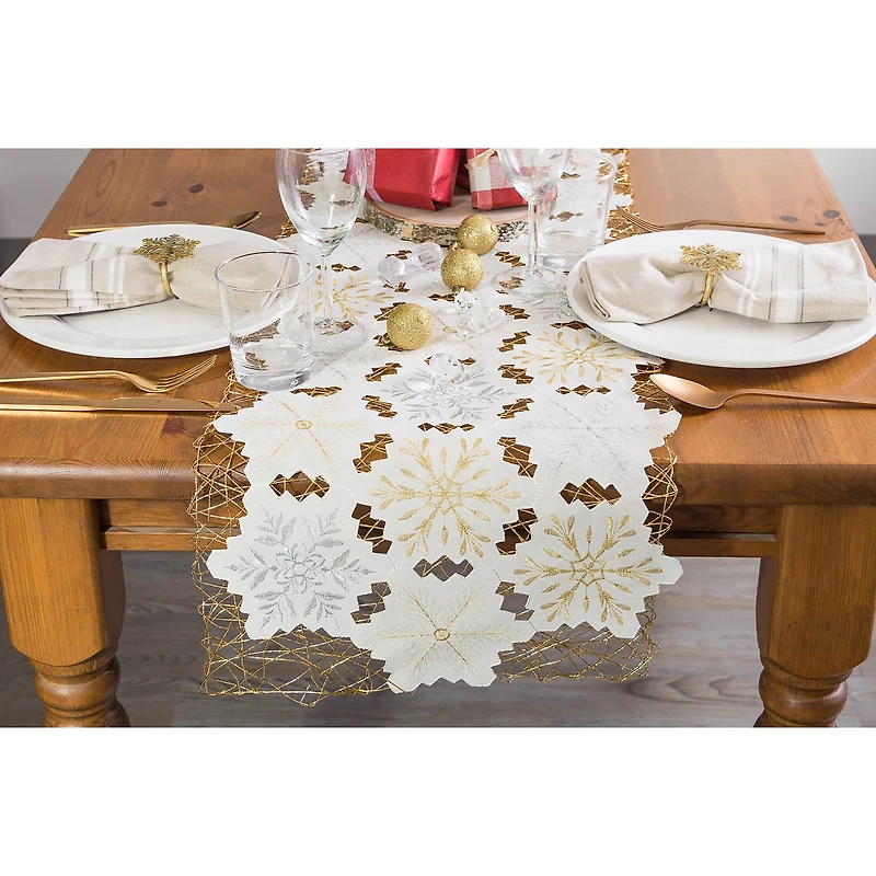 DII® 108" Snowflakes Embroidered Table Runner