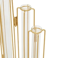 Gold Metal Contemporary Vase, 12" x 10" x 3"