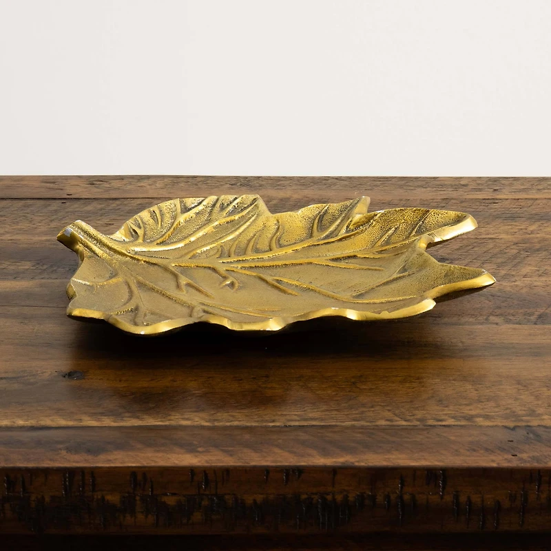 10" Gold Tree of Life Leaf Decorative Accent Tray