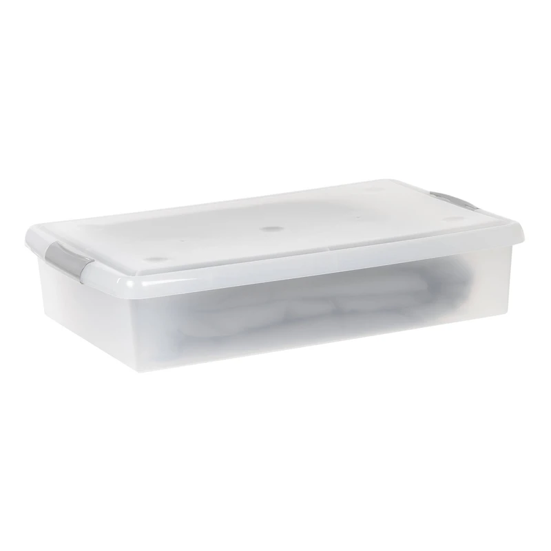 IRIS® 40qt. Clear Store & Slide Box with Lid & Gunsmoke Gray Latches