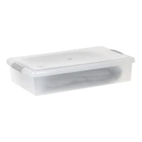 IRIS® 40qt. Clear Store & Slide Box with Lid & Gunsmoke Gray Latches