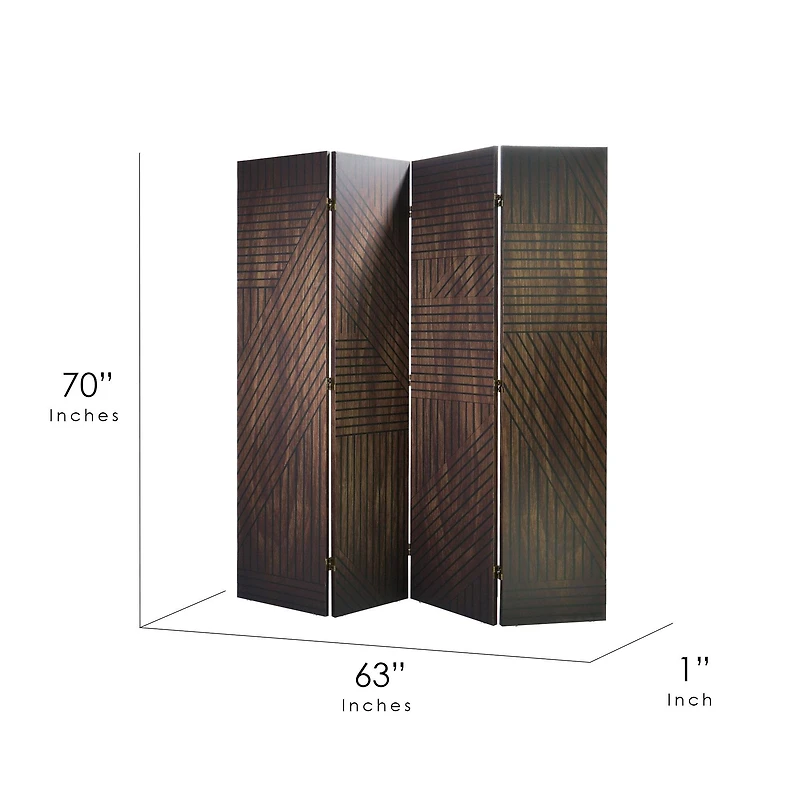 American Art Decor™ 6ft. Double-Sided 4-Panel Walnut Slat Wood Pattern Print Canvas Room Divider