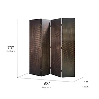 American Art Decor™ 6ft. Double-Sided 4-Panel Walnut Slat Wood Pattern Print Canvas Room Divider